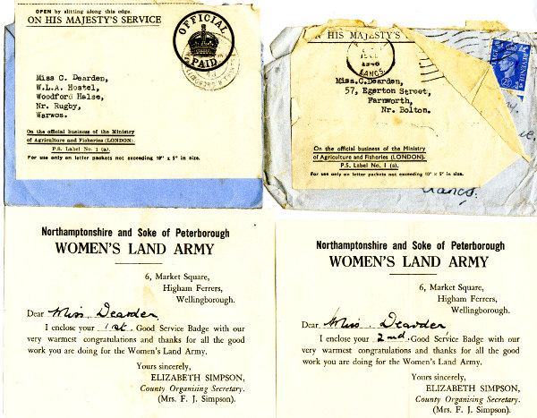 Women’s Land Army Member’s, Good Service Badge.